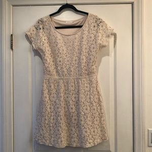 Lush Cream Floral Lace Overlay Dress, size Small.